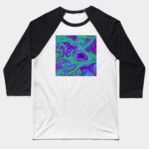 Purple Green Marble Abstract Baseball T-Shirt by Gsallicat